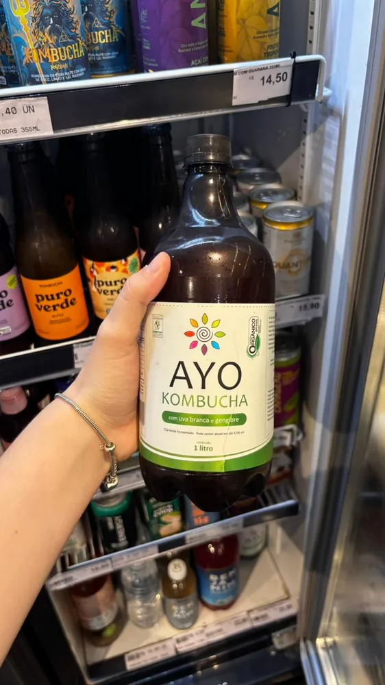 AYO Kombucha de uva branca e gengibre orgânica