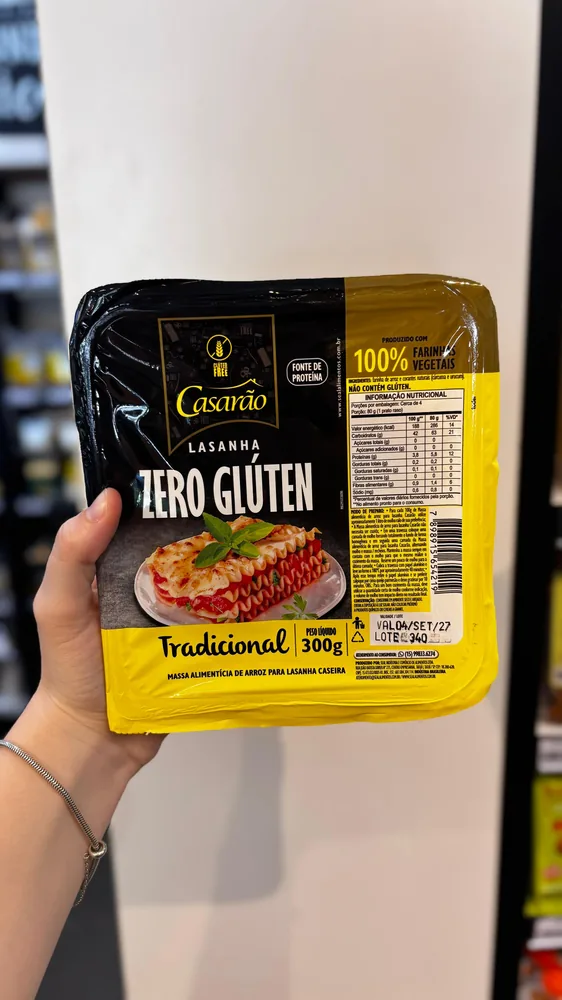 Casarão massa de lasanha de arroz zero glúten vegana