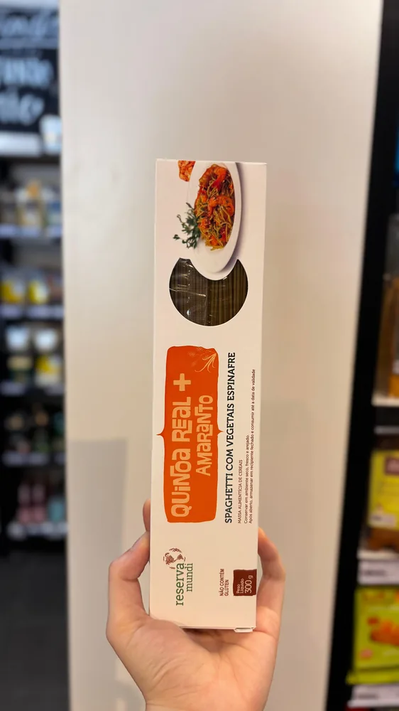 Reserva Mundi spaghetti de quinoa e amaranto com espinafre sem glúten