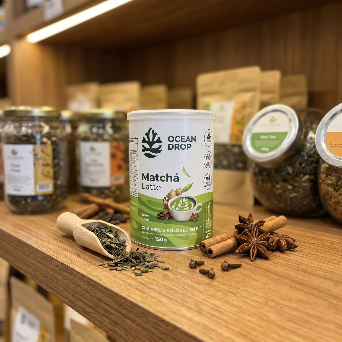 Chás e especiarias selecionados no Emporium Lia Toss