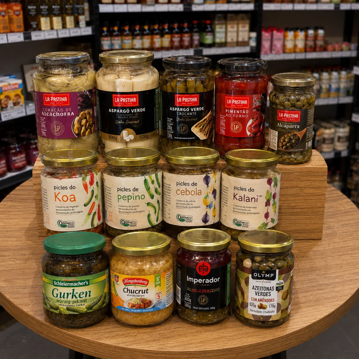Conservas e fermentados selecionados no Emporium Lia Toss