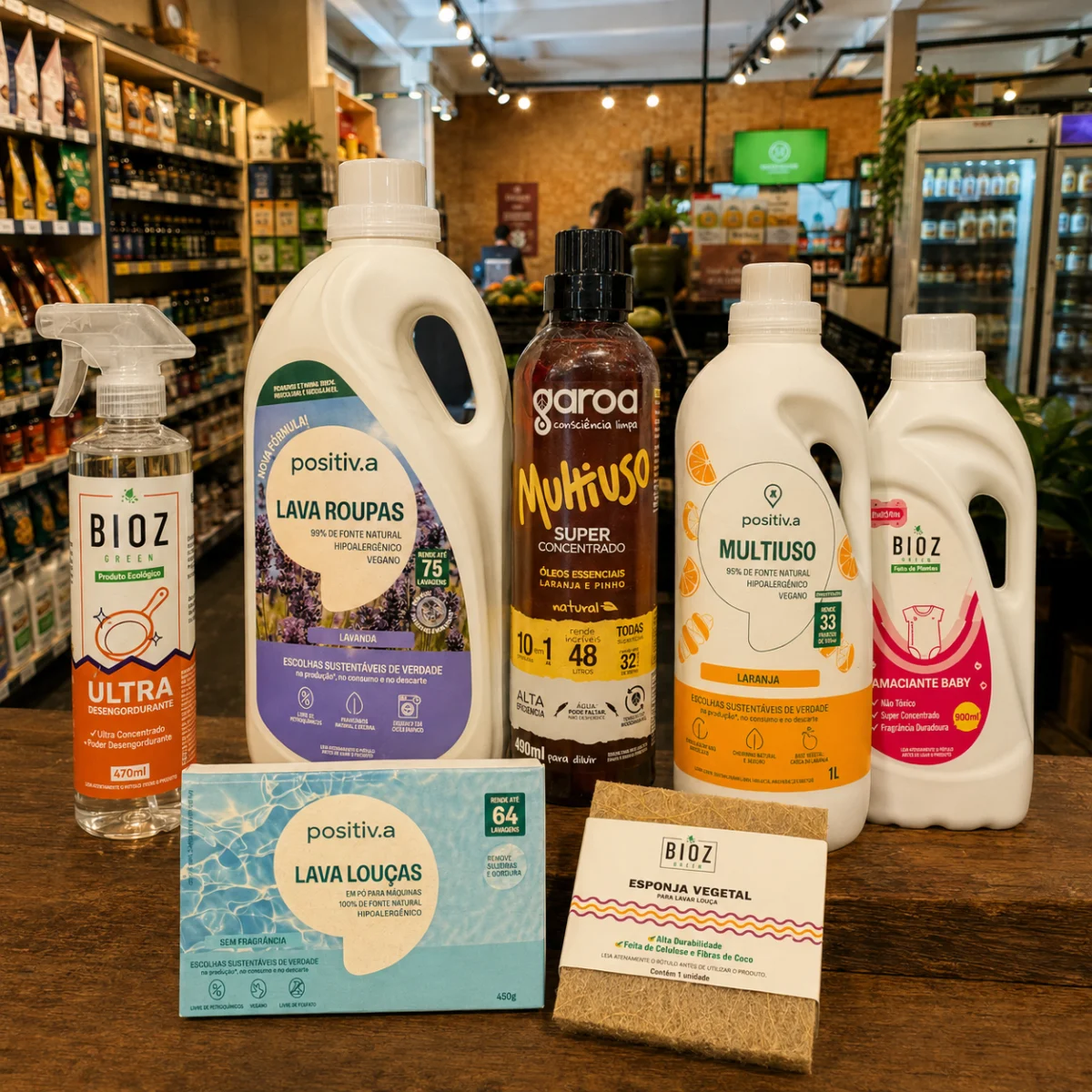 Produtos de limpeza natural e higiene selecionados no Emporium Lia Toss