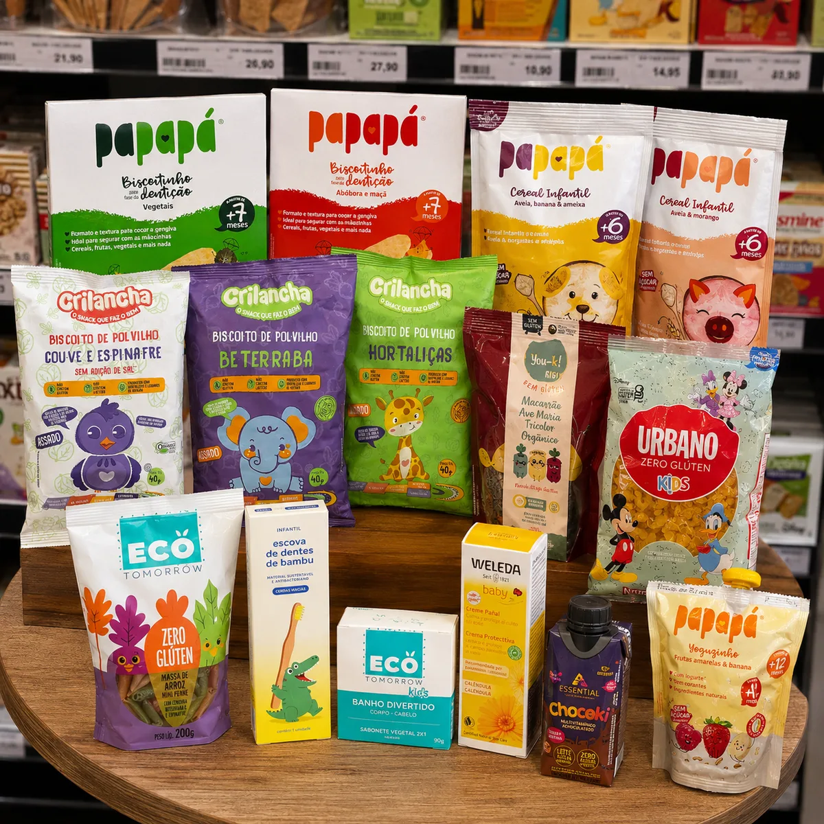 Produtos orgânicos para crianças selecionados no Emporium Lia Toss