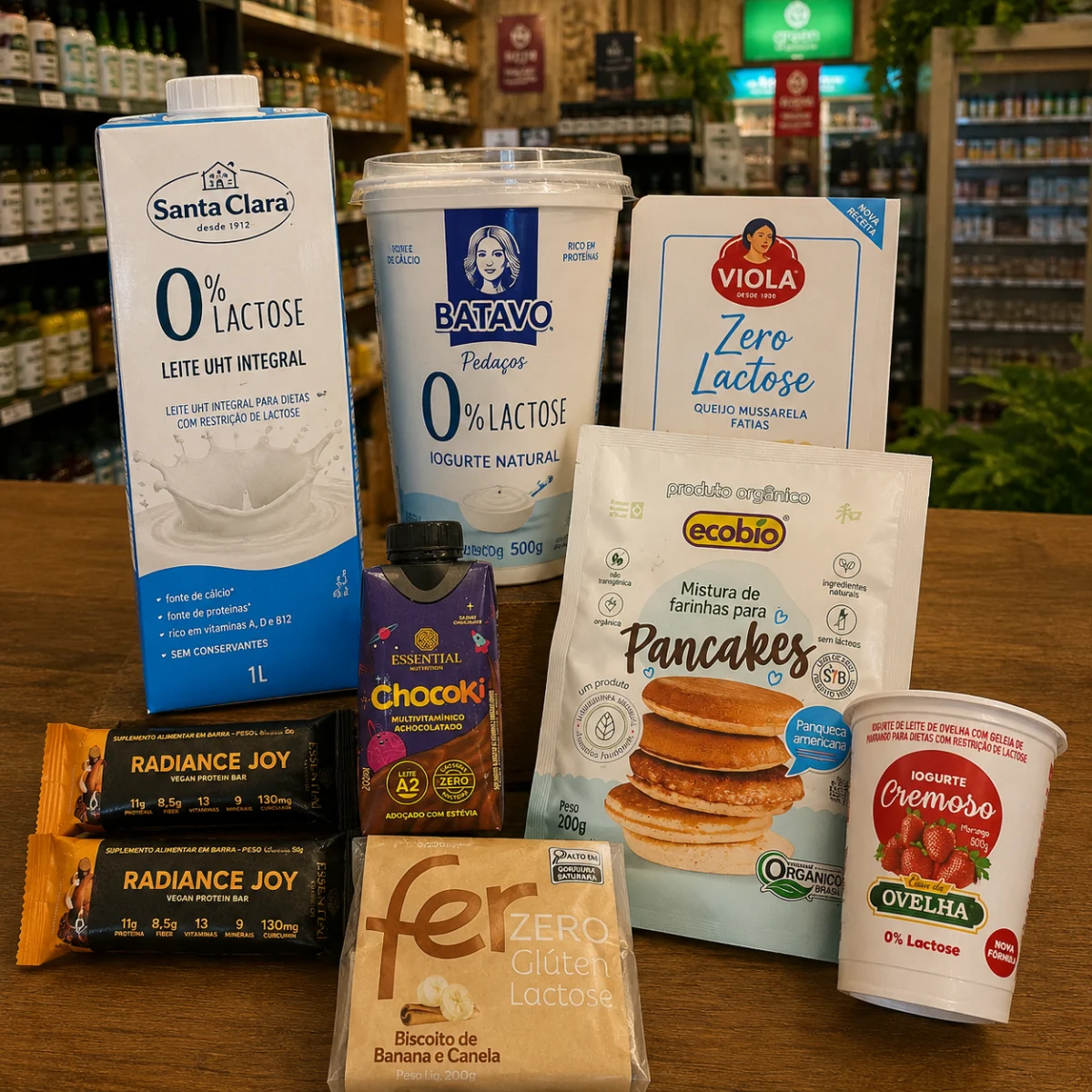 Produtos sem lactose selecionados no Emporium Lia Toss